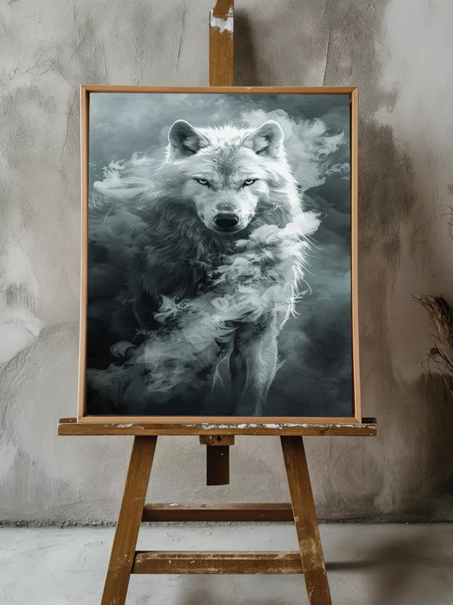 Holstga bosilgan poster &amp;quot;Tuman orasidagi oq bo‘ri&amp;quot;