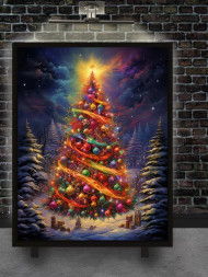 Постер на холсте "Сверкающая ёлка в сказке"