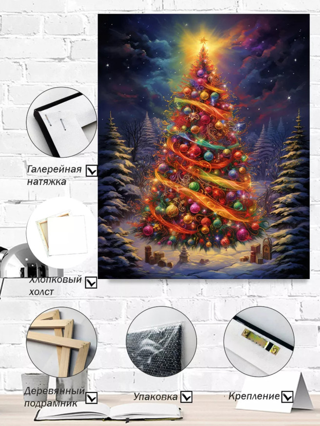 Постер на холсте &amp;quot;Сверкающая ёлка в сказке&amp;quot;