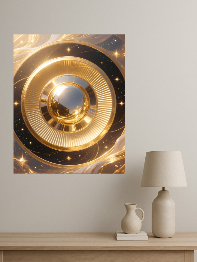 Holstga bosilgan poster &amp;quot;Oltin konsentrik doira&amp;quot;