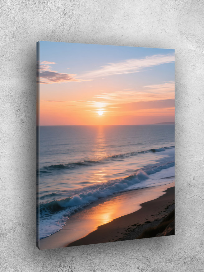 Постер на холсте &amp;quot;Волны на закате&amp;quot;