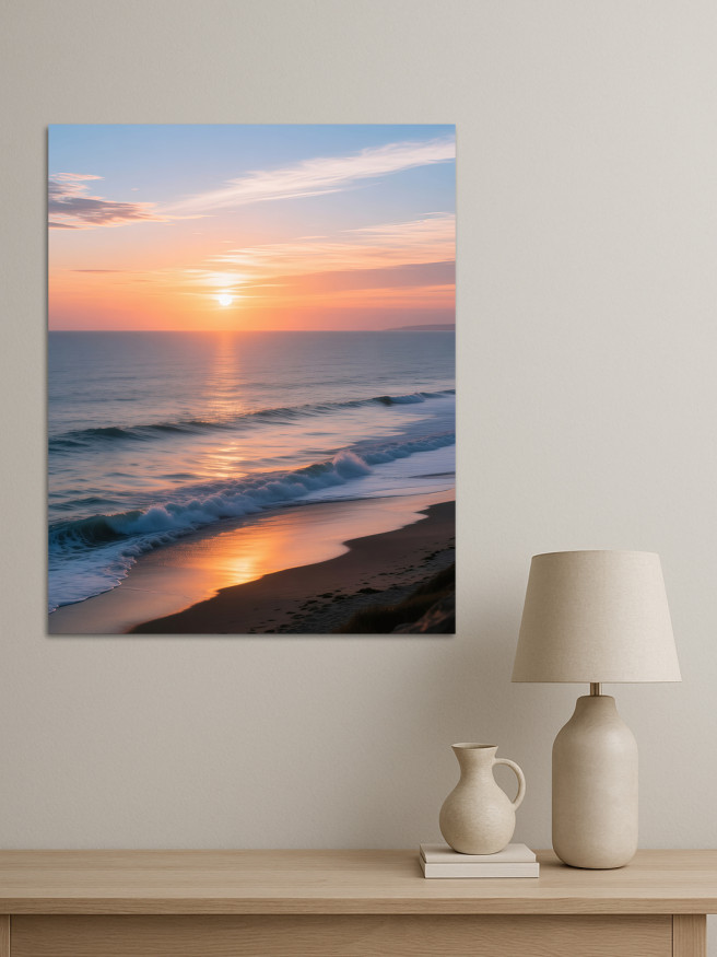 Постер на холсте &amp;quot;Волны на закате&amp;quot;