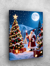 Постер на холсте "Санта у рождественской ёлки"