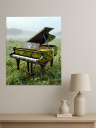 Постер на холсте &amp;quot;Рояль покрытый мхом в поле&amp;quot;