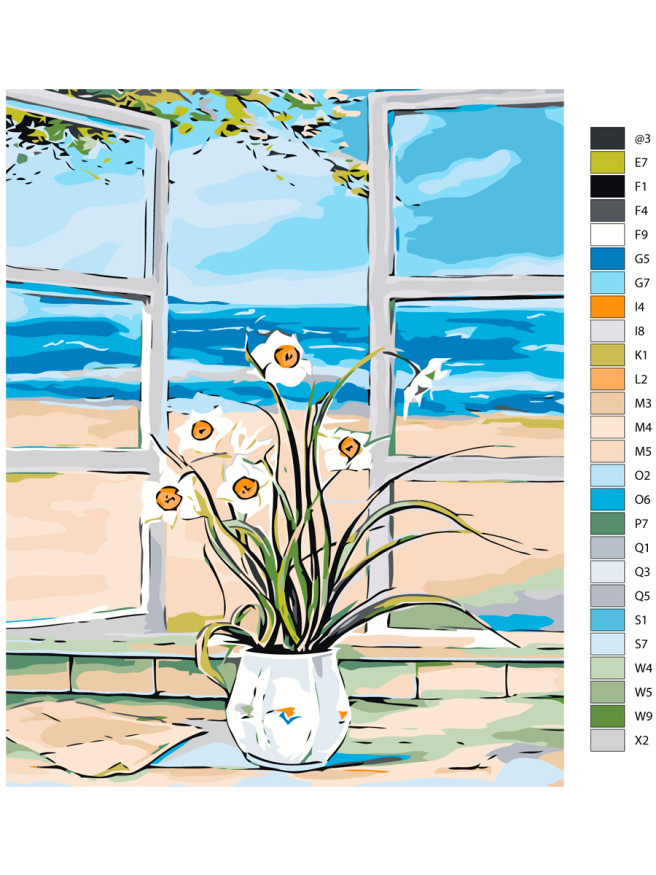 Raqamlar bo&amp;#039;yicha rasm &amp;quot;Deraza tokchasidagi gullar&amp;quot;