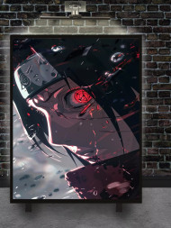 Holstga bosilgan poster "Yomg‘ir ostidagi Sharinganli Itachi"