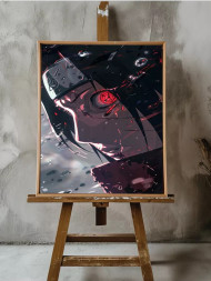 Holstga bosilgan poster "Yomg‘ir ostidagi Sharinganli Itachi"