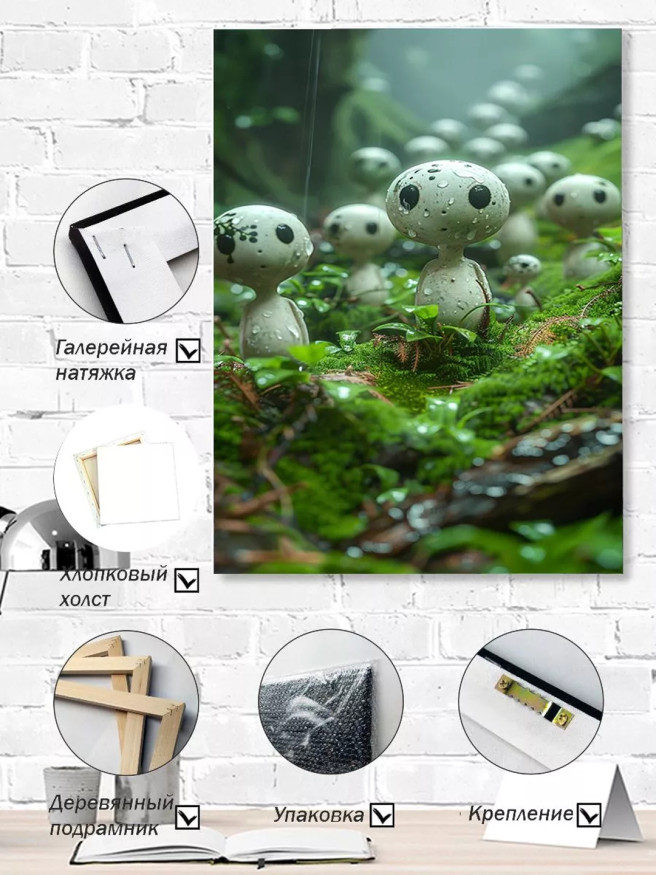 Постер на холсте &amp;quot;Лесные духи под дождём&amp;quot;