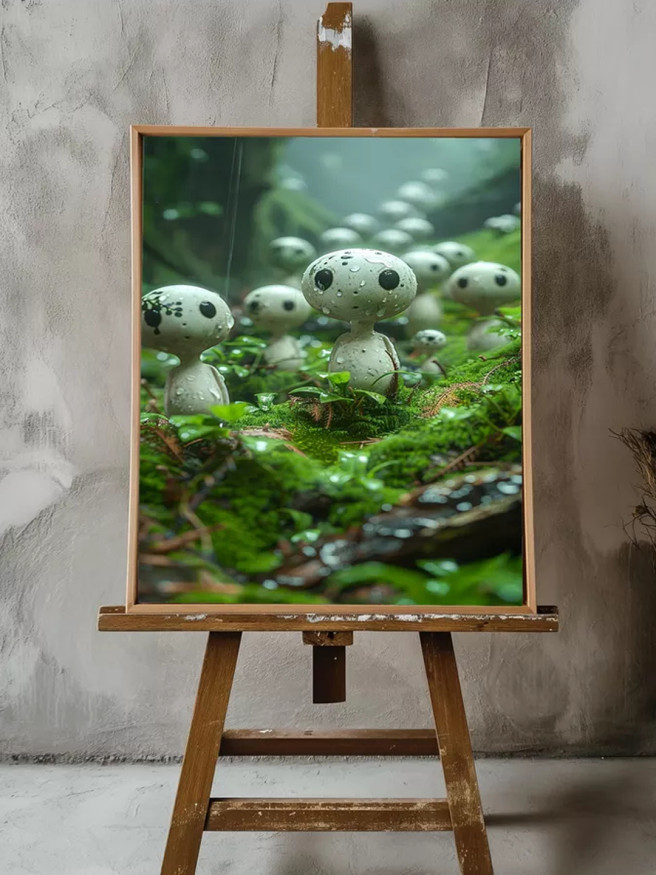 Постер на холсте &amp;quot;Лесные духи под дождём&amp;quot;