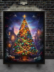 Постер на холсте "Рождественская ёлка на площади"