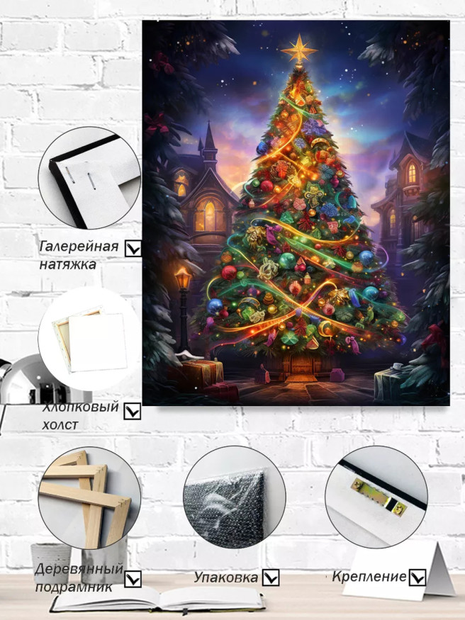 Постер на холсте &amp;quot;Рождественская ёлка на площади&amp;quot;