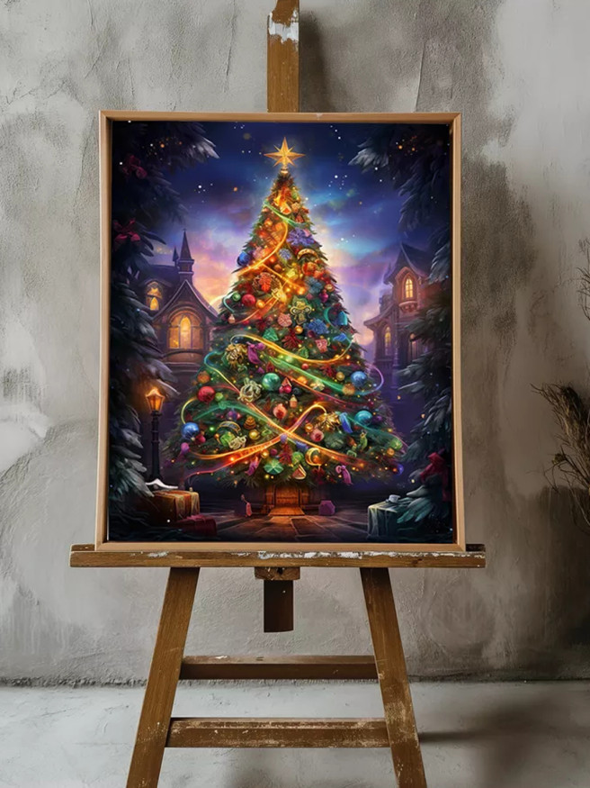 Постер на холсте &amp;quot;Рождественская ёлка на площади&amp;quot;