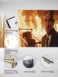 Holstga bosilgan poster &quot;Inflyatsiya – olov va qattiq qarashlar&quot;