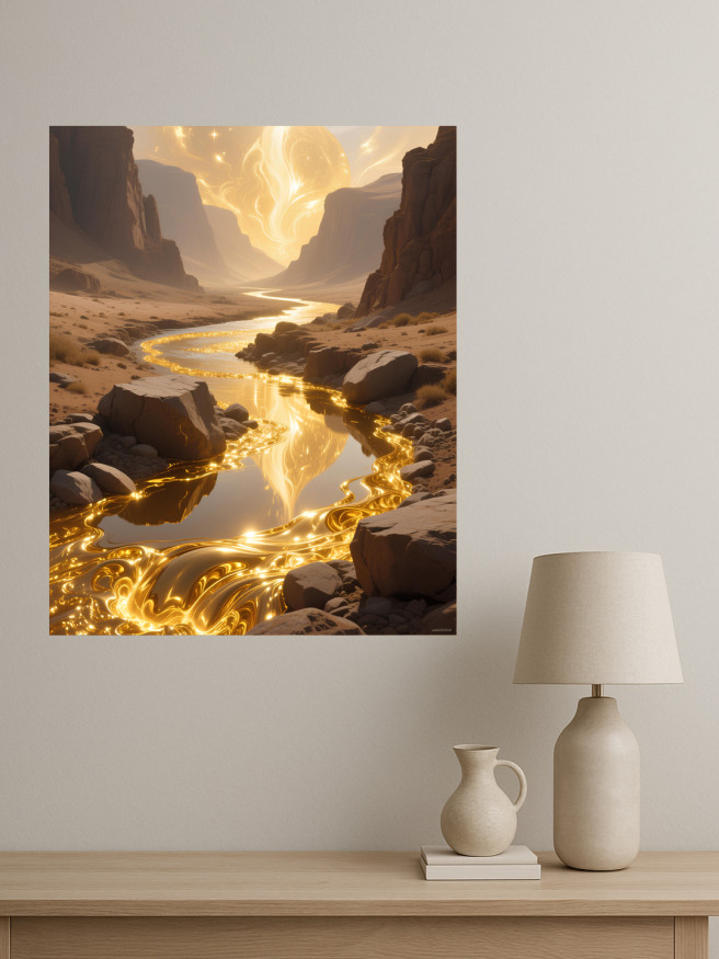 Постер на холсте &amp;quot;Золотая река в каньоне&amp;quot;