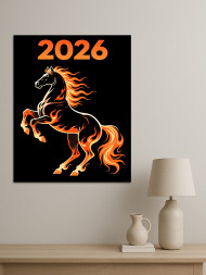 Постер на холсте "Огненный конь 2026"
