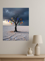 Постер на холсте &amp;quot;Дерево с цветными бутылками&amp;quot;