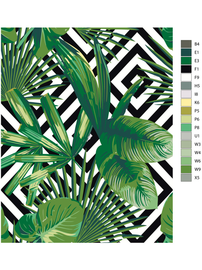 Картина по номерам &amp;quot;Зелёные цветы&amp;quot;