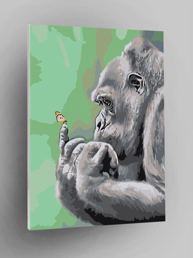 Картина по номерам &amp;quot;Обезьяна с бабочкой&amp;quot;