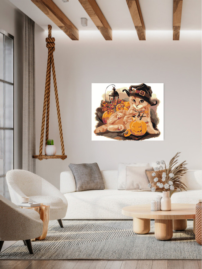 Картина по номерам &amp;quot;Котик в шапке&amp;quot;