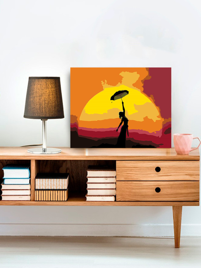 Картина по номерам &amp;quot;Девушка с зонтом на закате&amp;quot;