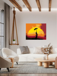 Картина по номерам &amp;quot;Девушка с зонтом на закате&amp;quot;