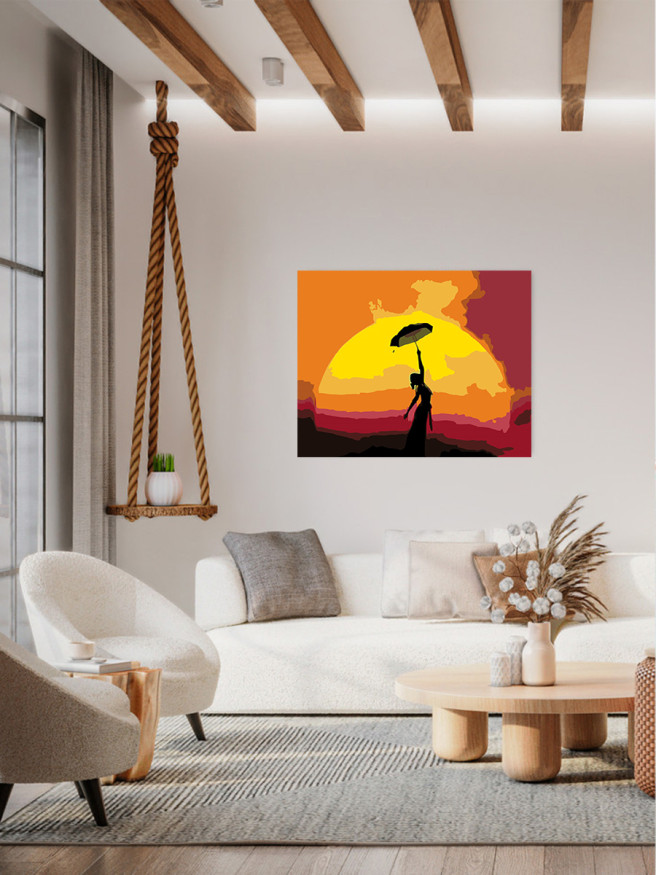 Картина по номерам &amp;quot;Девушка с зонтом на закате&amp;quot;