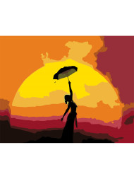 Картина по номерам &amp;quot;Девушка с зонтом на закате&amp;quot;