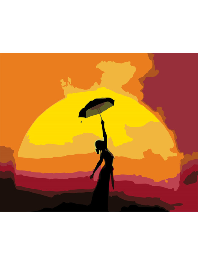 Картина по номерам &amp;quot;Девушка с зонтом на закате&amp;quot;