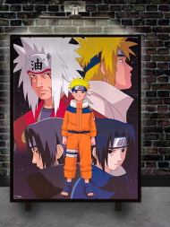 Holstga bosilgan poster "Naruto va ustozlari"