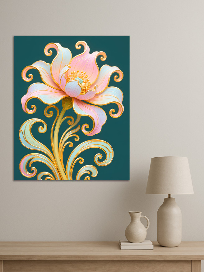 Постер на холсте &amp;quot;Золотистый декоративный цветок&amp;quot;