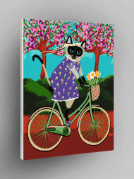 Картина по номерам &amp;quot;Кошка на велосипеде&amp;quot;