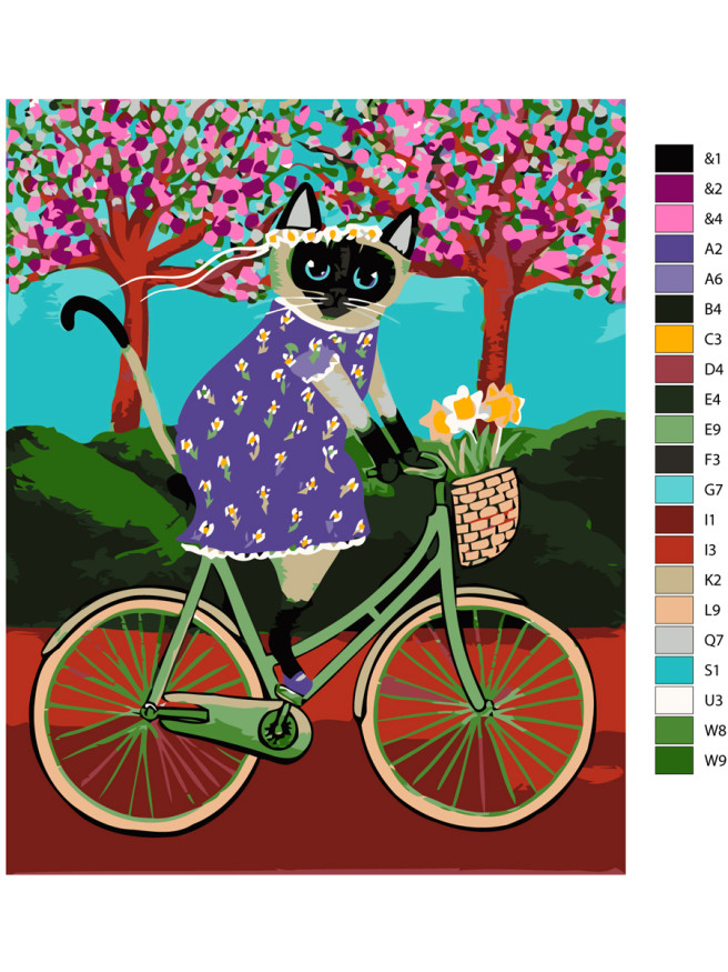 Raqamlar bo&amp;#039;yicha rasm &amp;quot;Velosipeddagi mushuk&amp;quot;