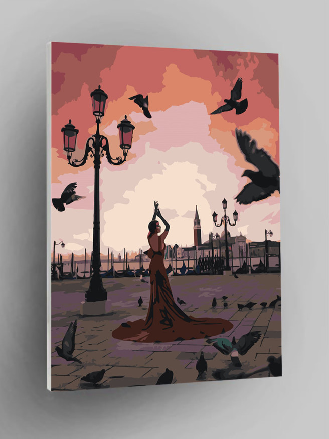 Raqamlar bo&amp;#039;yicha rasm &amp;quot;Kabutarlar bilan qiz&amp;quot;