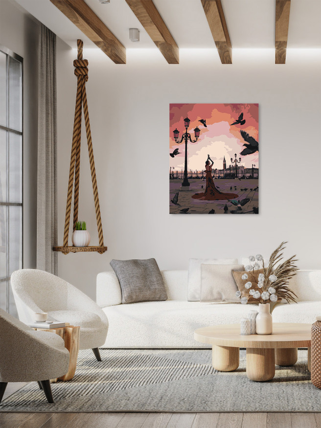 Raqamlar bo&amp;#039;yicha rasm &amp;quot;Kabutarlar bilan qiz&amp;quot;