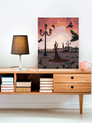 Raqamlar bo'yicha rasm "Kabutarlar bilan qiz"