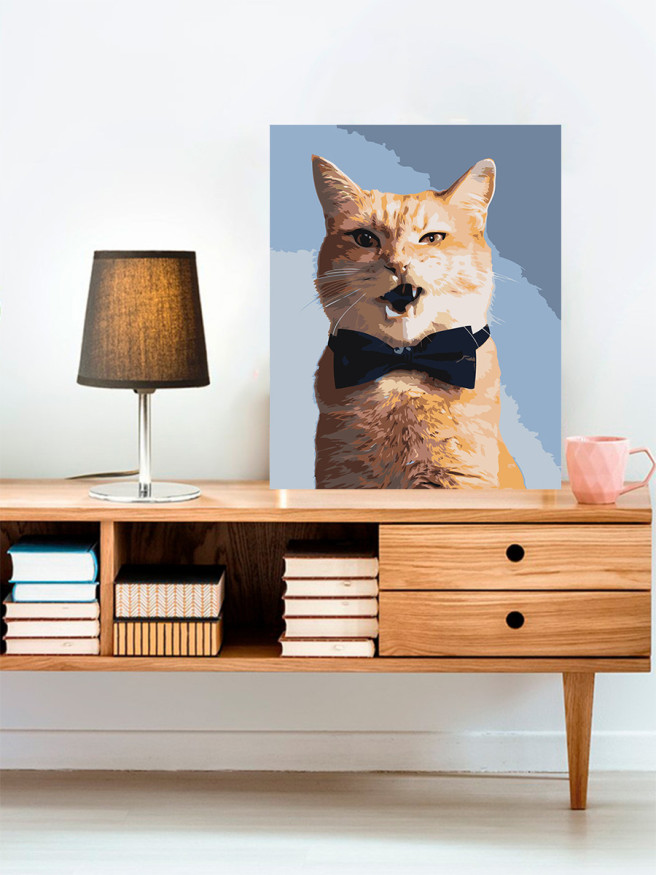 Картина по номерам &amp;quot;Котик с бабочкой&amp;quot;