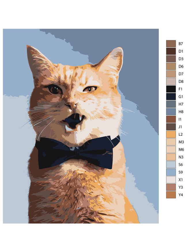 Картина по номерам &amp;quot;Котик с бабочкой&amp;quot;