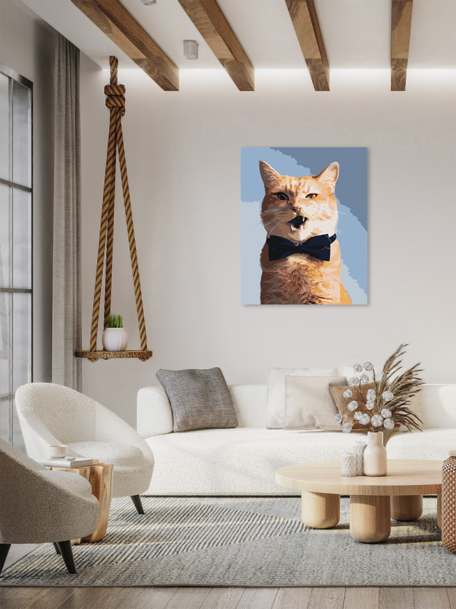 Картина по номерам &amp;quot;Котик с бабочкой&amp;quot;