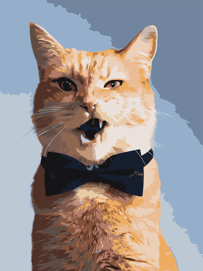 Картина по номерам &amp;quot;Котик с бабочкой&amp;quot;