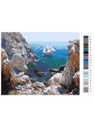 Raqamlar bo&#039;yicha rasm &quot;Toshlar yaqinida kema&quot;