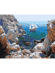 Raqamlar bo&#039;yicha rasm &quot;Toshlar yaqinida kema&quot;