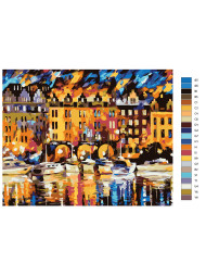 Raqamlar bo&#039;yicha rasm &quot;Binolar yaqinidagi qayiqlar&quot;