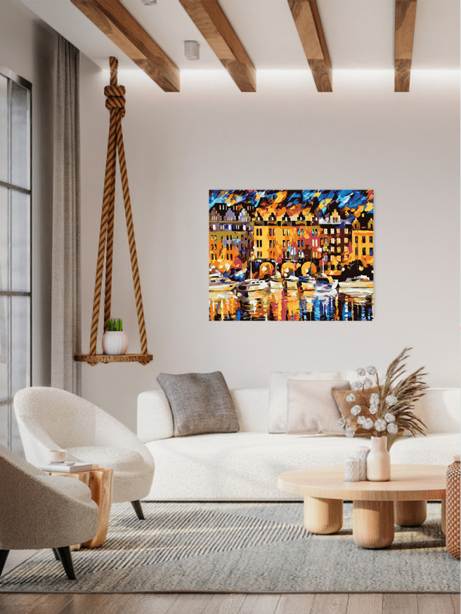 Raqamlar bo&amp;#039;yicha rasm &amp;quot;Binolar yaqinidagi qayiqlar&amp;quot;