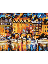 Raqamlar bo&#039;yicha rasm &quot;Binolar yaqinidagi qayiqlar&quot;