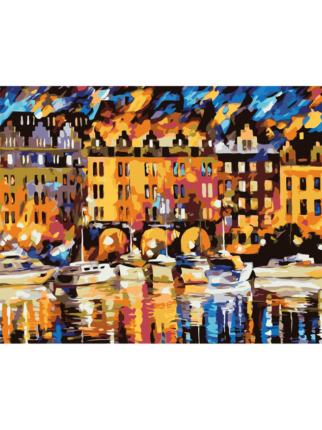 Raqamlar bo&amp;#039;yicha rasm &amp;quot;Binolar yaqinidagi qayiqlar&amp;quot;