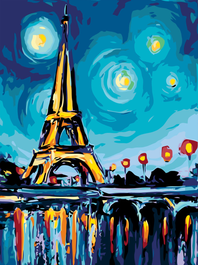 Raqamlar bo&amp;#039;yicha rasm &amp;quot;Van Gogning Yulduzli Tuni Parijda&amp;quot;