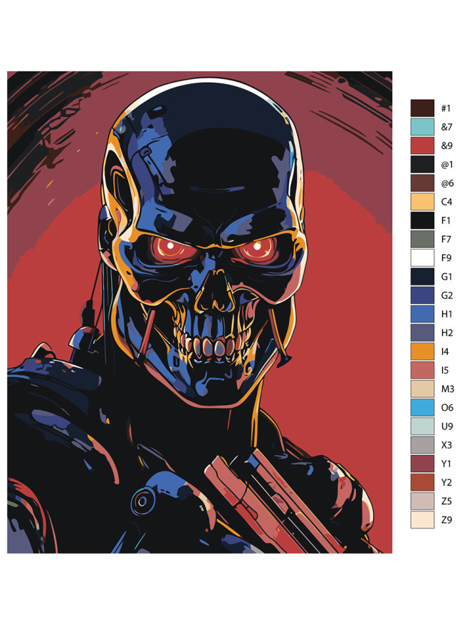 Raqamlar bo&amp;#039;yicha rasm &amp;quot;Qizil ko&amp;#039;zli robot&amp;quot;