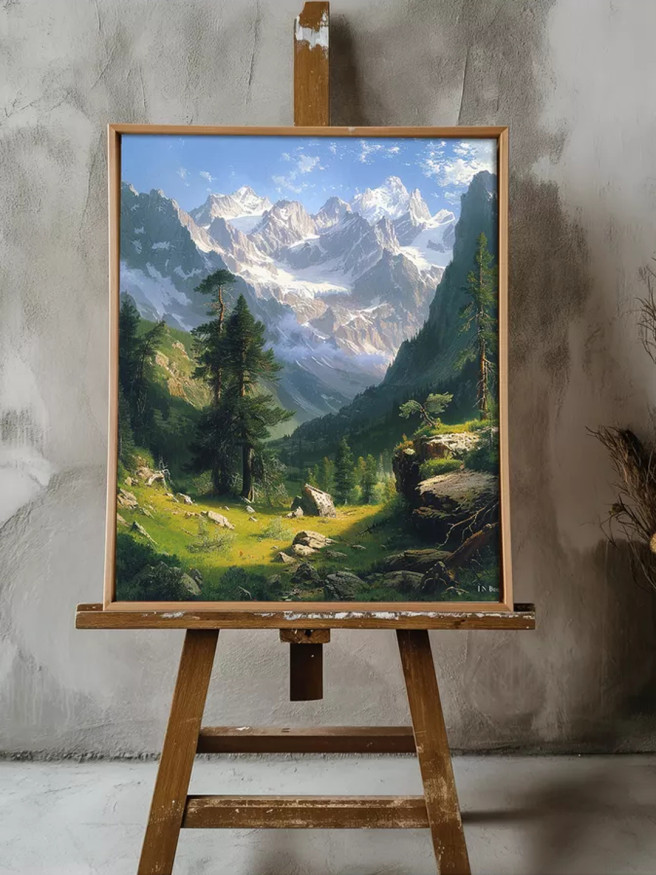 Постер на холсте &amp;quot;Альпийская долина у подножия вершин&amp;quot;