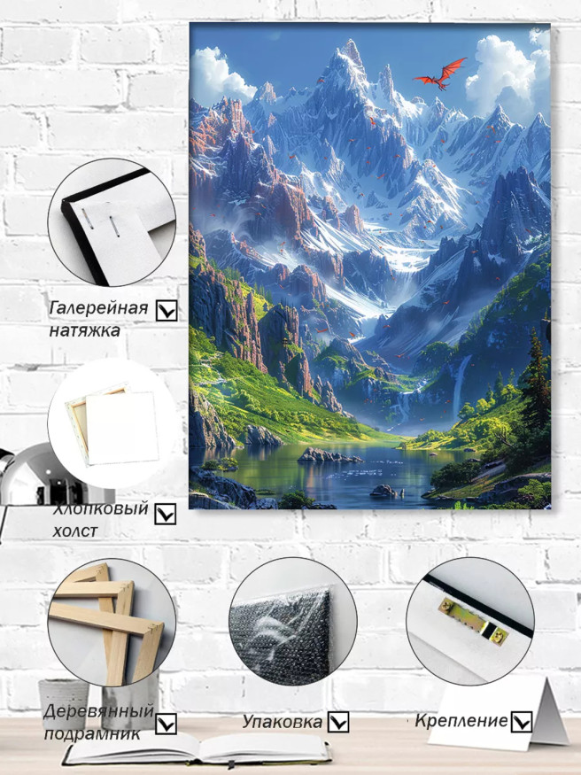 Постер на холсте &amp;quot;Дракон над ледяными горами&amp;quot;