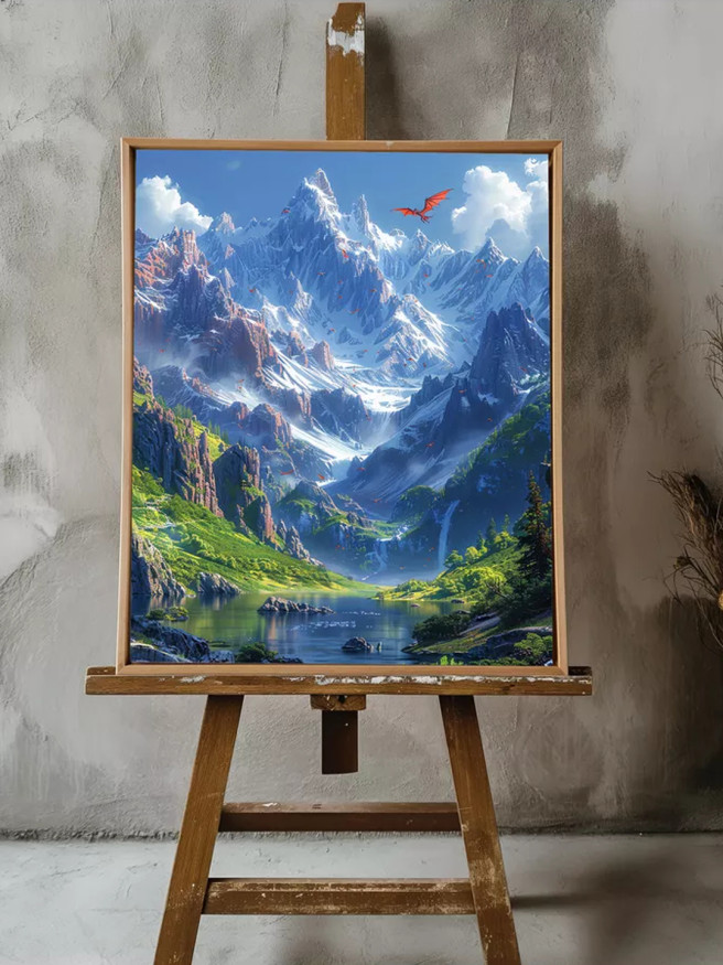 Постер на холсте &amp;quot;Дракон над ледяными горами&amp;quot;